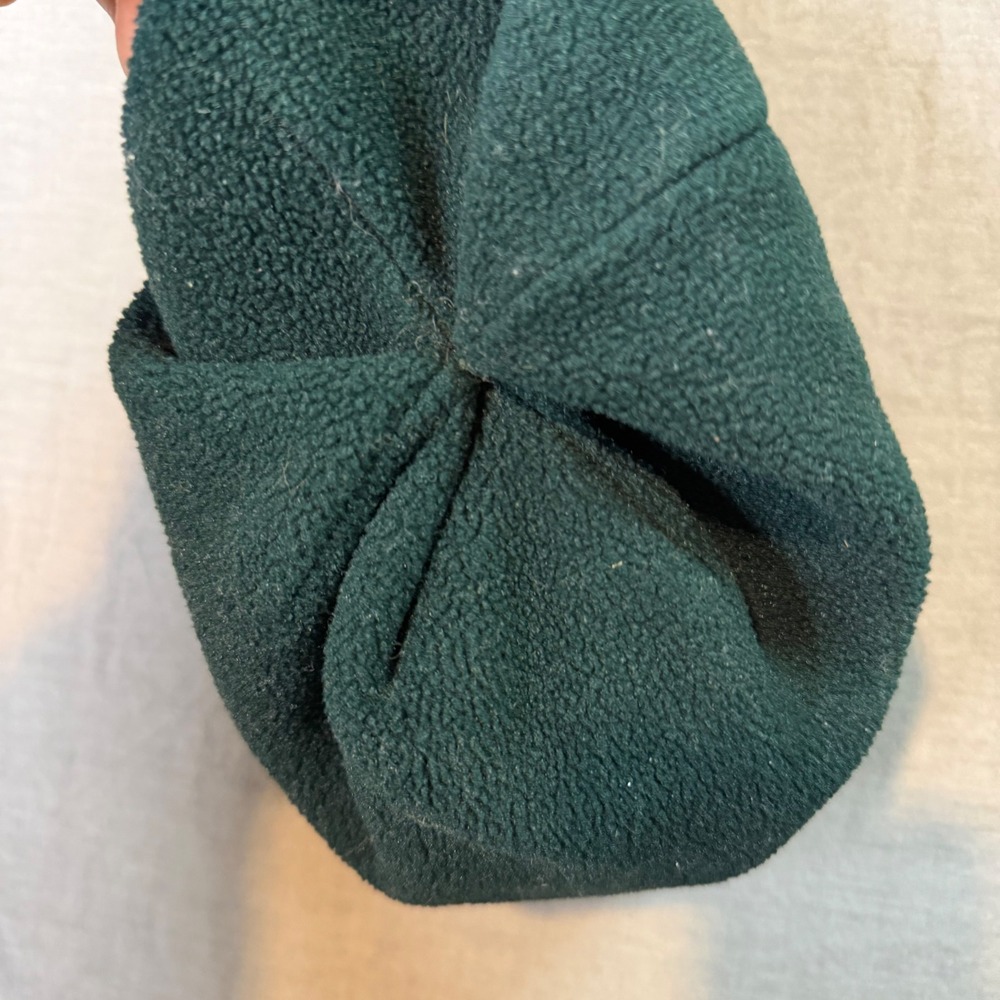 LL Bean Vintage Fleece Beanie Hat Hunter Green Made in USA One Size Vintage - Picture 3 of 5